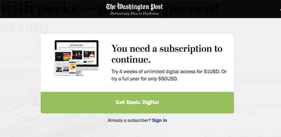 Paywall en The Washington Post 