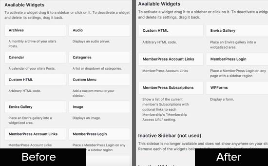 Limpia la pantalla de widgets en WordPress 