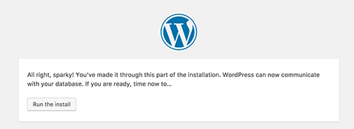 Ejecute la instalación de WordPress 